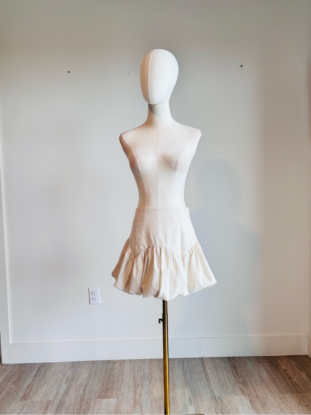 Vici Cream Ruffle Hem Mini Skirt
